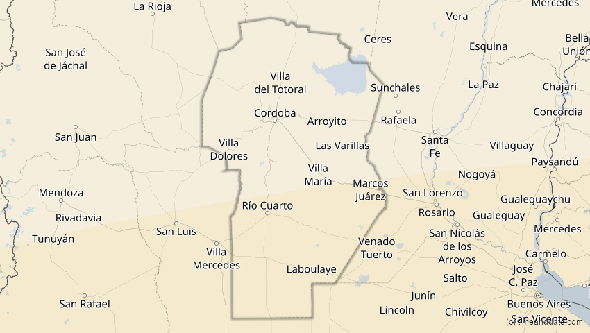 A map of Córdoba, Argentinien, showing the path of the 19. Mär 2072 Partielle Sonnenfinsternis