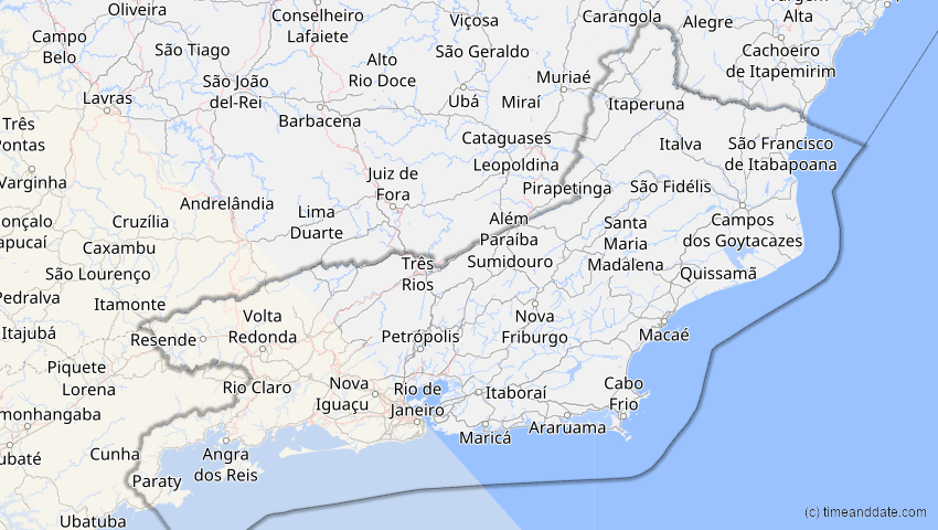 A map of Rio de Janeiro, Brasilien, showing the path of the 19. Mär 2072 Partielle Sonnenfinsternis