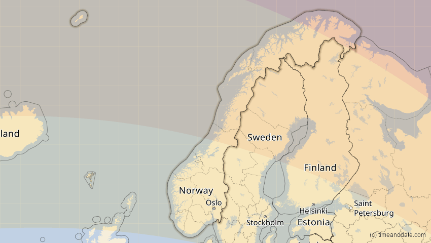 A map of Norwegen, showing the path of the 12. Sep 2072 Totale Sonnenfinsternis