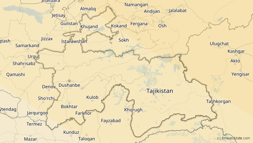 A map of Tadschikistan, showing the path of the 12. Sep 2072 Totale Sonnenfinsternis