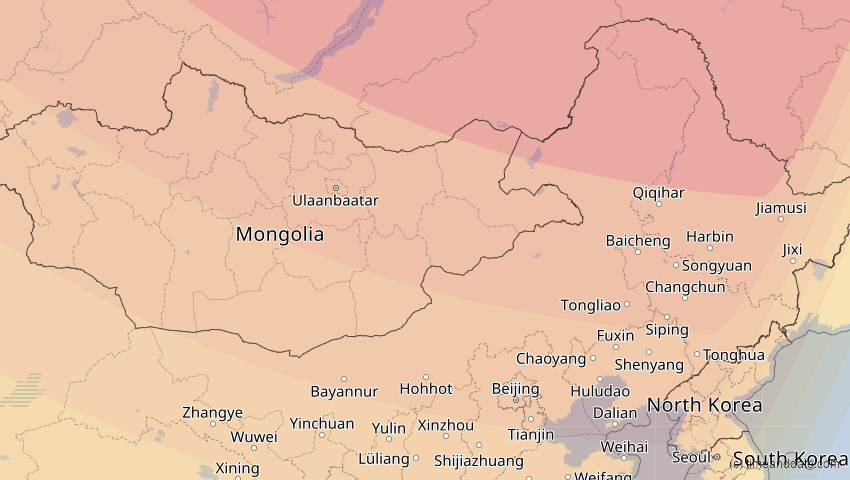 A map of Innere Mongolei, China, showing the path of the 12. Sep 2072 Totale Sonnenfinsternis