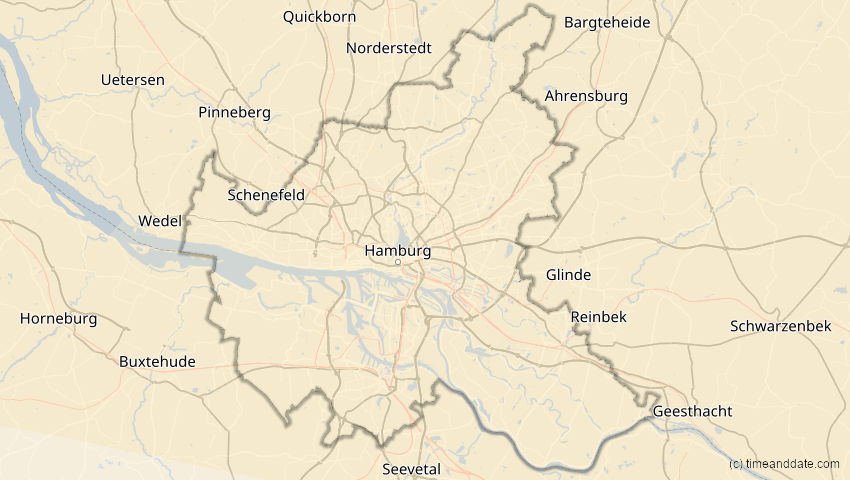 A map of Hamburg, Deutschland, showing the path of the 12. Sep 2072 Totale Sonnenfinsternis