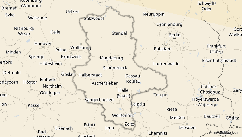 A map of Sachsen-Anhalt, Deutschland, showing the path of the 12. Sep 2072 Totale Sonnenfinsternis