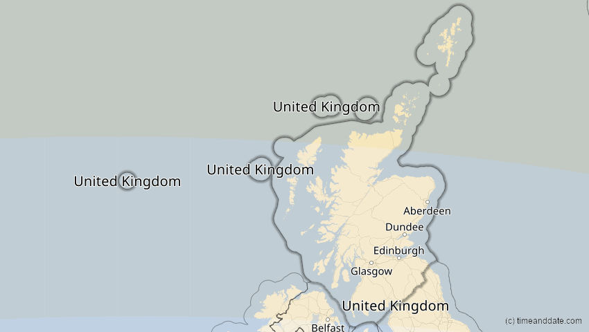 A map of Schottland, Großbritannien, showing the path of the 12. Sep 2072 Totale Sonnenfinsternis