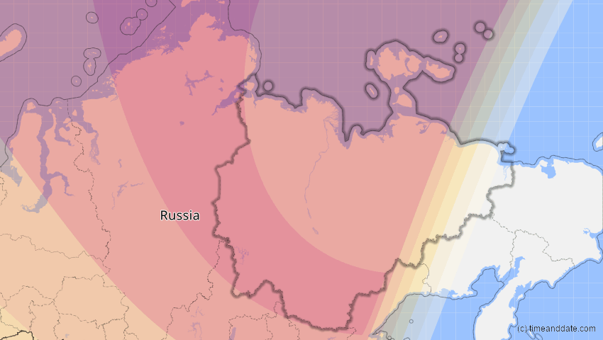 A map of Sacha (Jakutien), Russland, showing the path of the 12. Sep 2072 Totale Sonnenfinsternis