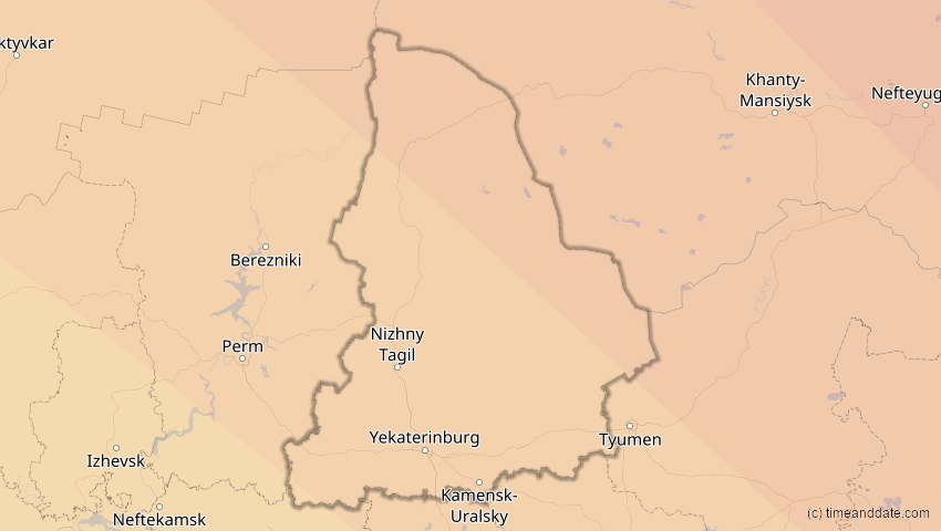A map of Swerdlowsk, Russland, showing the path of the 12. Sep 2072 Totale Sonnenfinsternis
