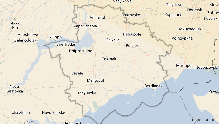A map of Saporischschja, Ukraine, showing the path of the 12. Sep 2072 Totale Sonnenfinsternis