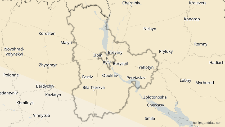 A map of Kiew, Ukraine, showing the path of the 12. Sep 2072 Totale Sonnenfinsternis