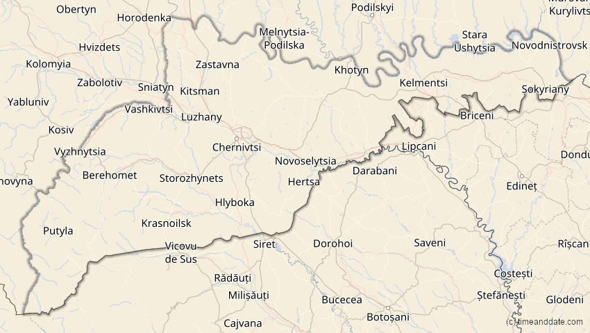 A map of Tscherniwzi, Ukraine, showing the path of the 12. Sep 2072 Totale Sonnenfinsternis