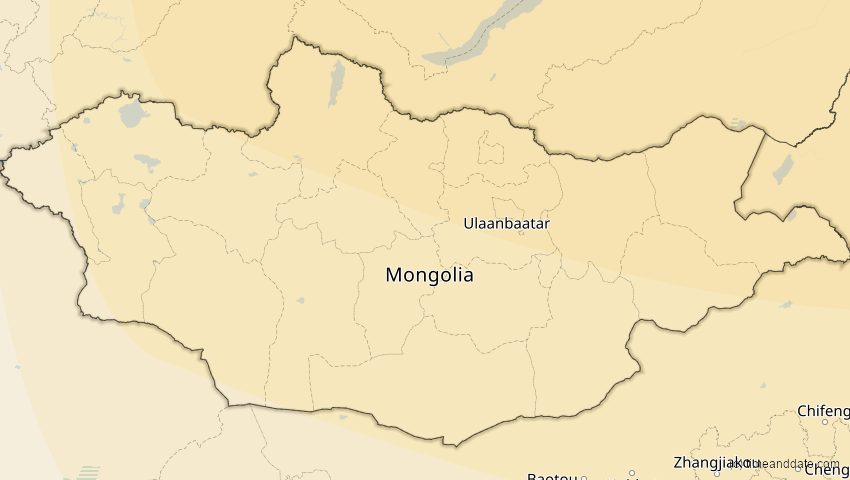 A map of Mongolei, showing the path of the 7. Feb 2073 Partielle Sonnenfinsternis