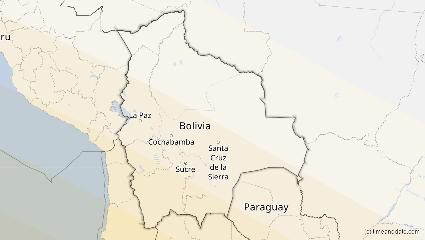 A map of Bolivien, showing the path of the 3. Aug 2073 Totale Sonnenfinsternis