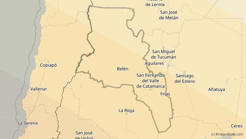 A map of Catamarca, Argentinien, showing the path of the 3. Aug 2073 Totale Sonnenfinsternis