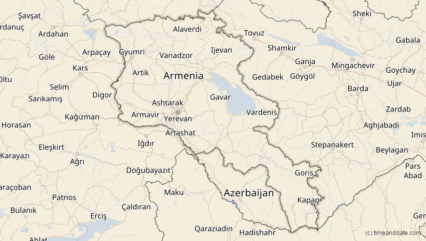 A map of Armenien, showing the path of the 27. Jan 2074 Ringförmige Sonnenfinsternis