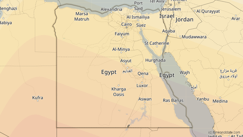 A map of Ägypten, showing the path of the 27. Jan 2074 Ringförmige Sonnenfinsternis