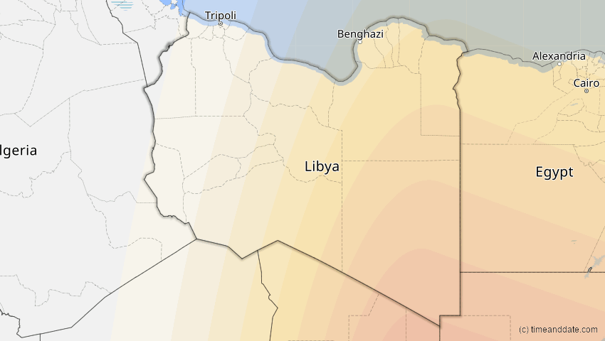 A map of Libyen, showing the path of the 27. Jan 2074 Ringförmige Sonnenfinsternis