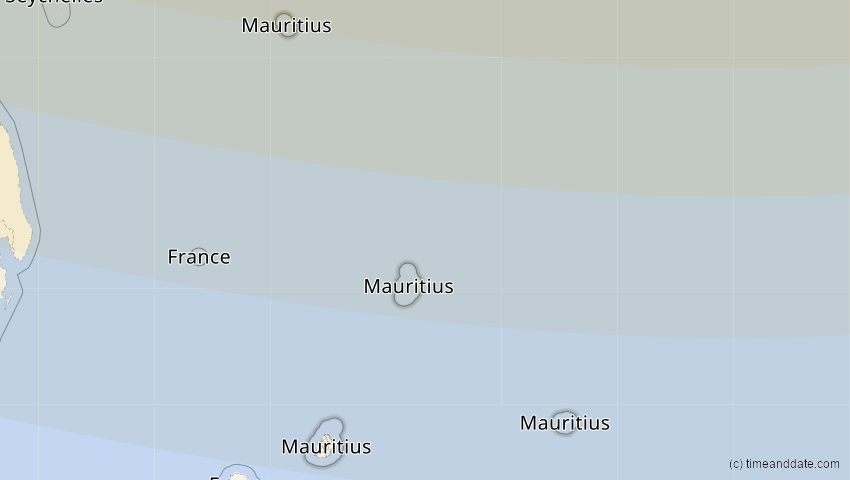 A map of Mauritius, showing the path of the 27. Jan 2074 Ringförmige Sonnenfinsternis