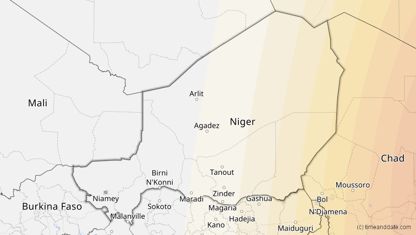 A map of Niger, showing the path of the 27. Jan 2074 Ringförmige Sonnenfinsternis