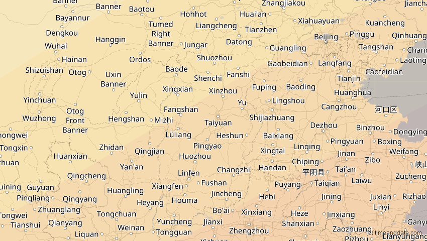 A map of Shanxi, China, showing the path of the 27. Jan 2074 Ringförmige Sonnenfinsternis