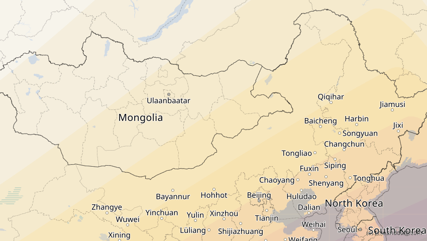 A map of Innere Mongolei, China, showing the path of the 27. Jan 2074 Ringförmige Sonnenfinsternis