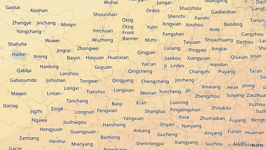 A map of Shaanxi, China, showing the path of the 27. Jan 2074 Ringförmige Sonnenfinsternis