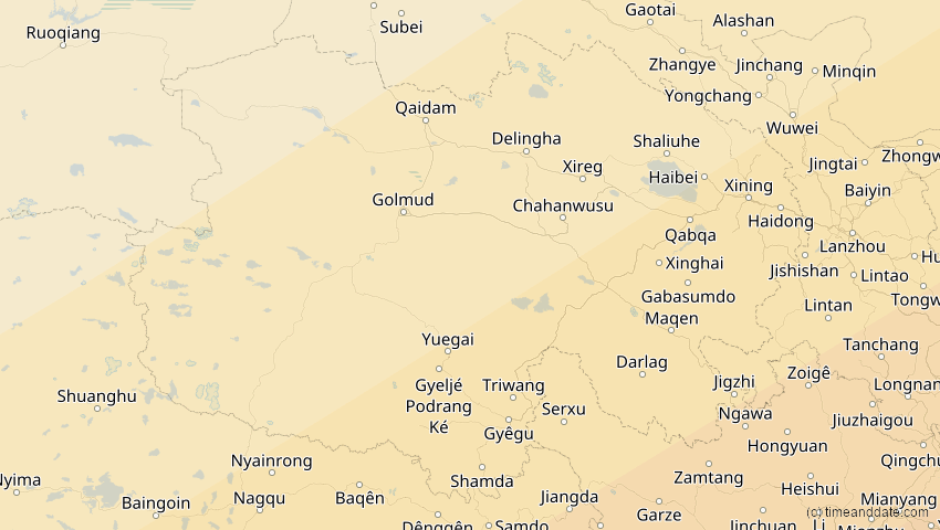 A map of Qinghai, China, showing the path of the 27. Jan 2074 Ringförmige Sonnenfinsternis