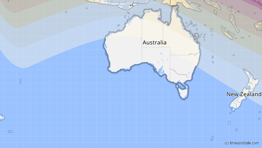 A map of Australien, showing the path of the 24. Jul 2074 Ringförmige Sonnenfinsternis
