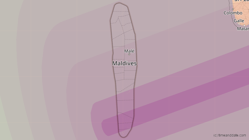 A map of Malediven, showing the path of the 24. Jul 2074 Ringförmige Sonnenfinsternis
