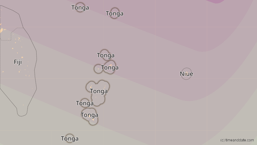 A map of Tonga, showing the path of the 24. Jul 2074 Ringförmige Sonnenfinsternis