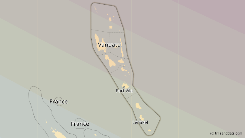 A map of Vanuatu, showing the path of the 24. Jul 2074 Ringförmige Sonnenfinsternis