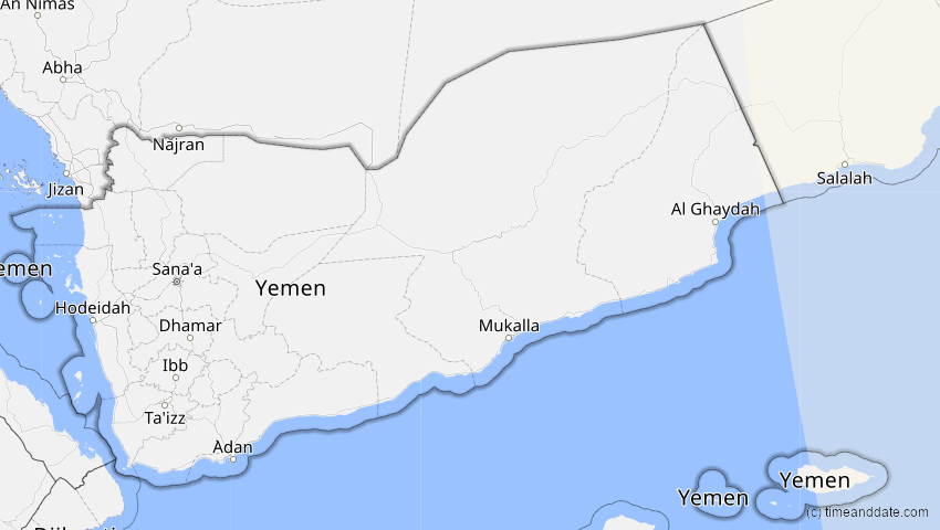 A map of Jemen, showing the path of the 24. Jul 2074 Ringförmige Sonnenfinsternis