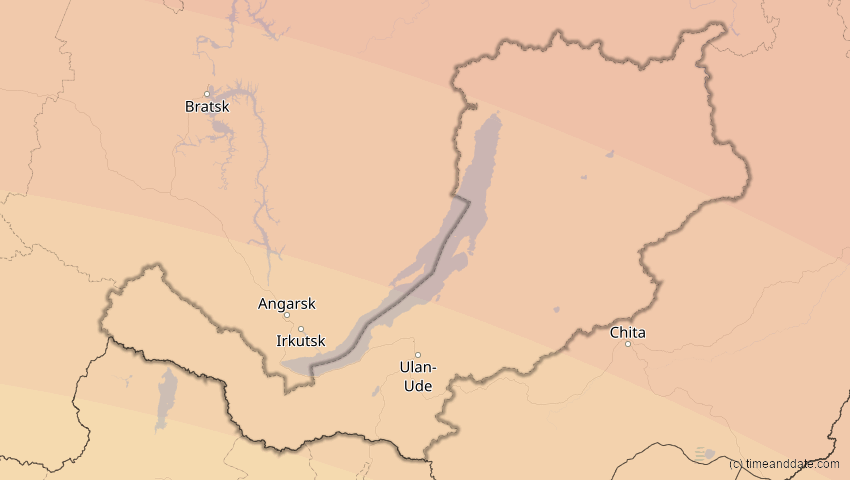 A map of Burjatien, Russland, showing the path of the 13. Jul 2075 Ringförmige Sonnenfinsternis