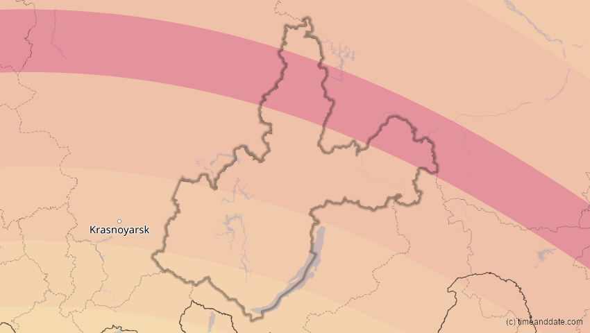 A map of Irkutsk, Russland, showing the path of the 13. Jul 2075 Ringförmige Sonnenfinsternis