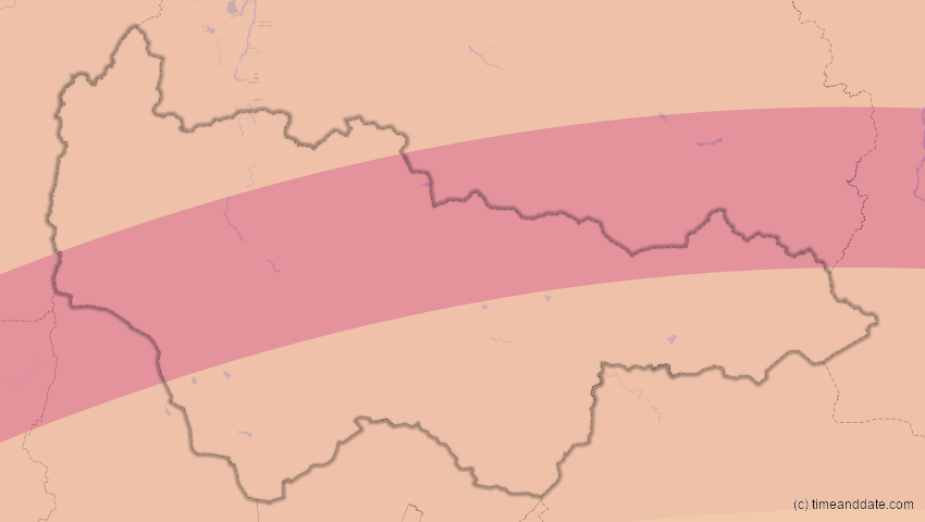 A map of Jugra, Russland, showing the path of the 13. Jul 2075 Ringförmige Sonnenfinsternis