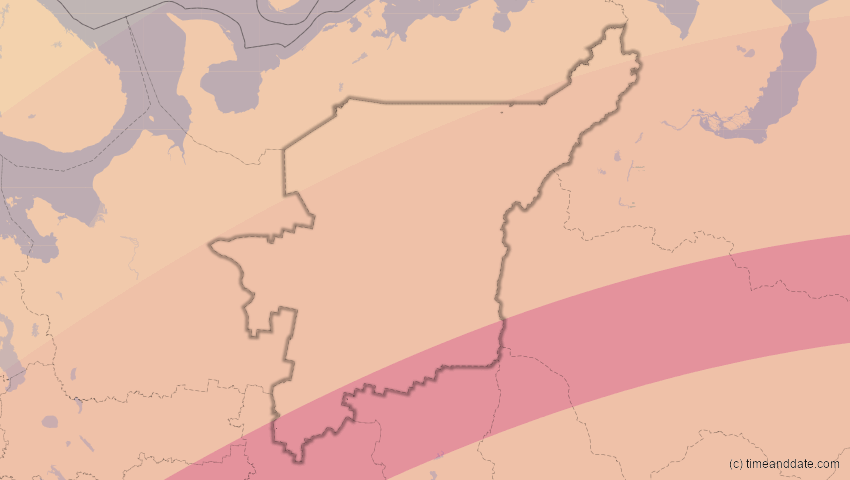 A map of Komi, Russland, showing the path of the 13. Jul 2075 Ringförmige Sonnenfinsternis