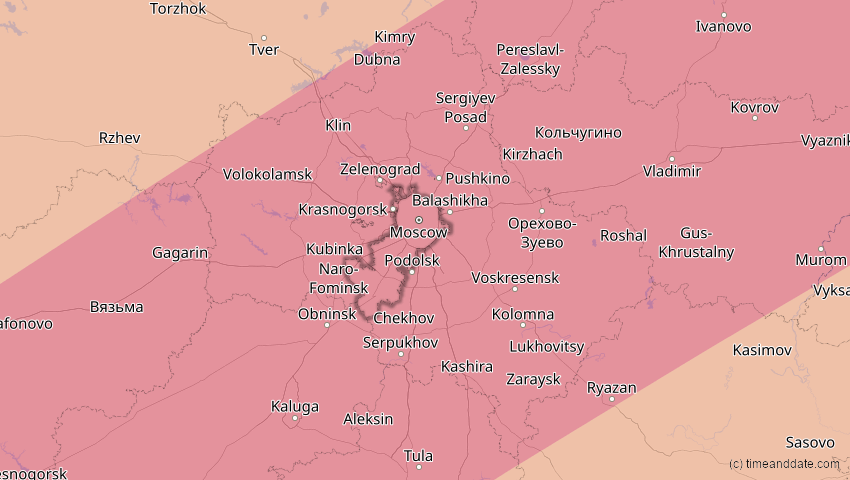 A map of Moskau, Russland, showing the path of the 13. Jul 2075 Ringförmige Sonnenfinsternis