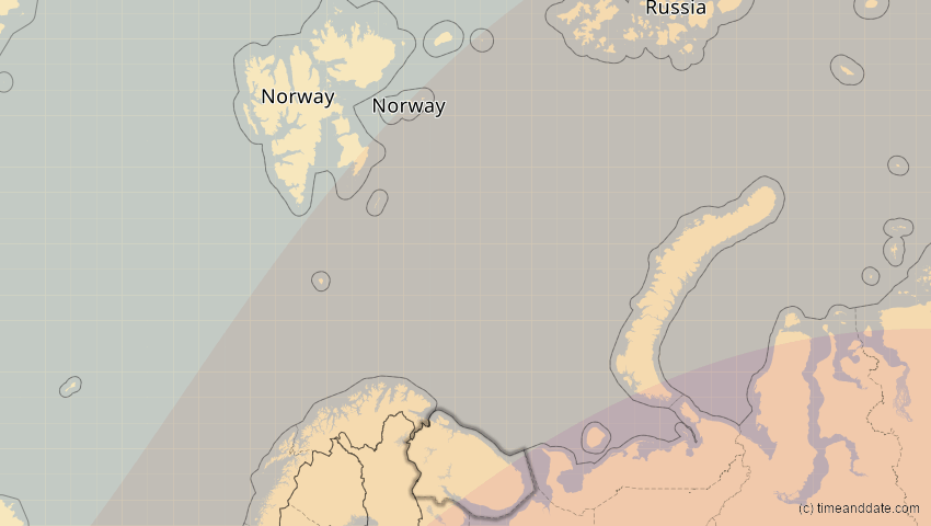 A map of Murmansk, Russland, showing the path of the 13. Jul 2075 Ringförmige Sonnenfinsternis