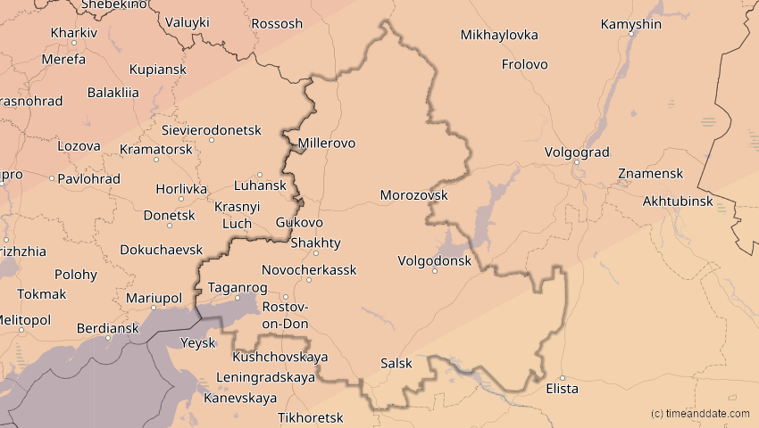 A map of Rostow, Russland, showing the path of the 13. Jul 2075 Ringförmige Sonnenfinsternis