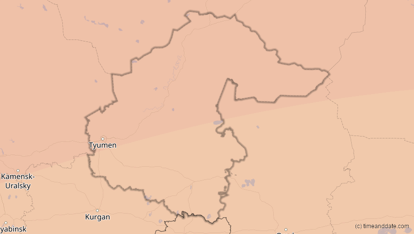 A map of Tjumen, Russland, showing the path of the 13. Jul 2075 Ringförmige Sonnenfinsternis