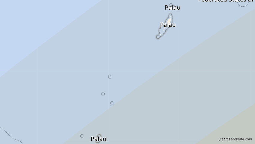 A map of Palau, showing the path of the 22. Mai 2077 Totale Sonnenfinsternis