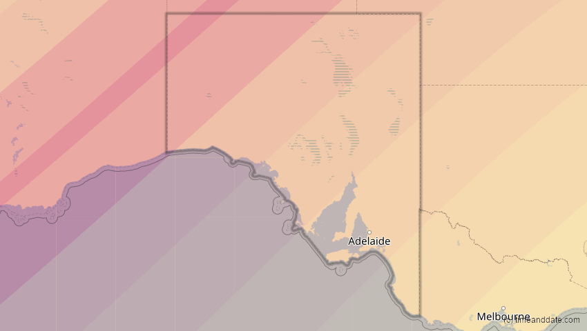 A map of South Australia, Australien, showing the path of the 22. Mai 2077 Totale Sonnenfinsternis
