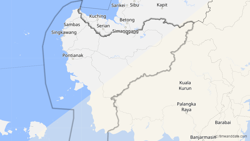 A map of Kalimantan Barat, Indonesien, showing the path of the 22. Mai 2077 Totale Sonnenfinsternis
