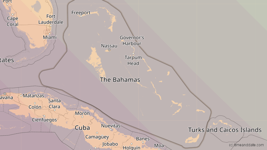 A map of Bahamas, showing the path of the 15. Nov 2077 Ringförmige Sonnenfinsternis