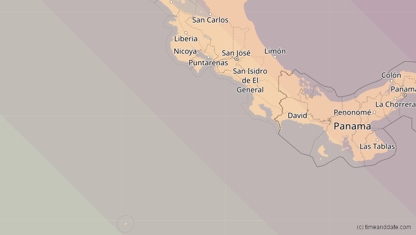 A map of Costa Rica, showing the path of the 15. Nov 2077 Ringförmige Sonnenfinsternis