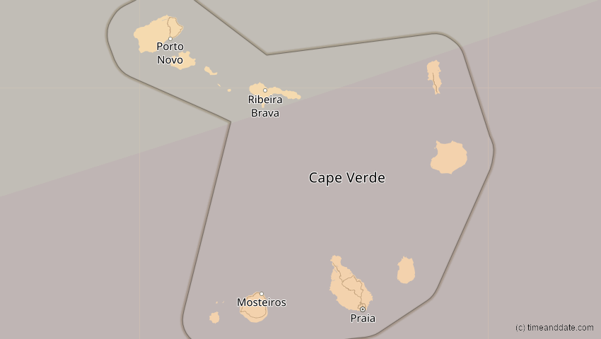 A map of Cabo Verde, showing the path of the 15. Nov 2077 Ringförmige Sonnenfinsternis