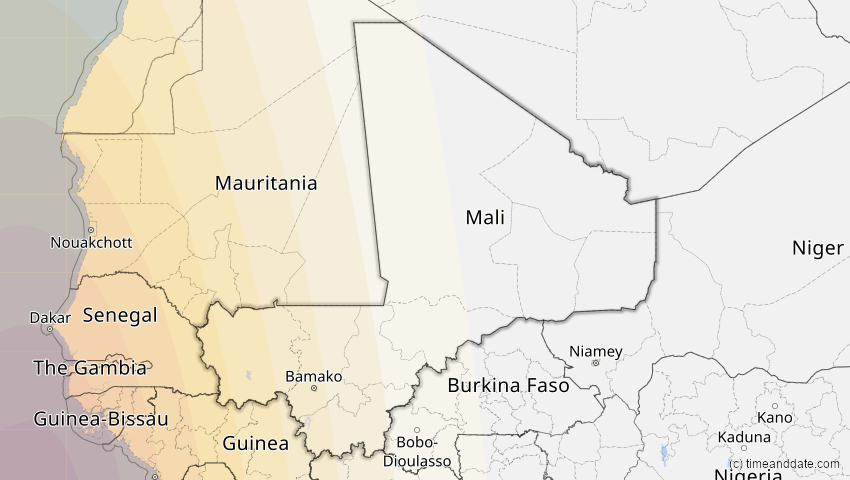 A map of Mali, showing the path of the 15. Nov 2077 Ringförmige Sonnenfinsternis