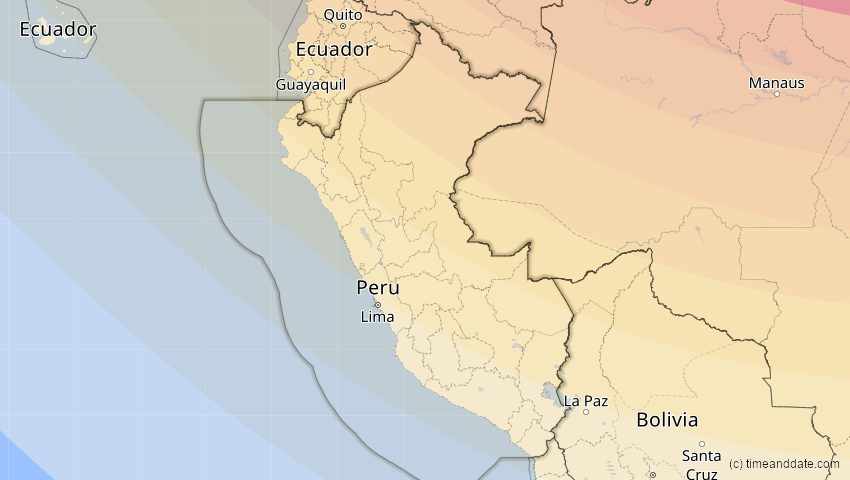 A map of Peru, showing the path of the 15. Nov 2077 Ringförmige Sonnenfinsternis