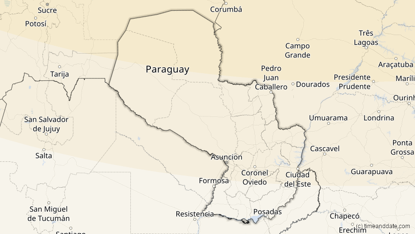 A map of Paraguay, showing the path of the 15. Nov 2077 Ringförmige Sonnenfinsternis