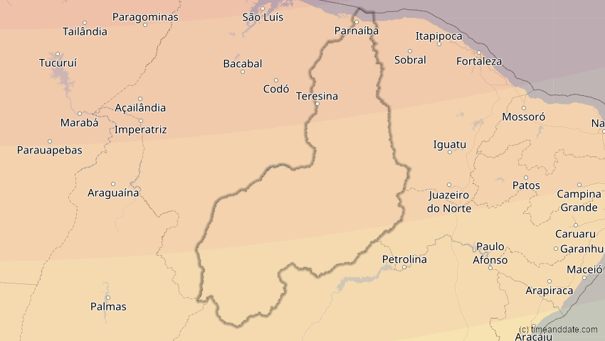 A map of Piauí, Brasilien, showing the path of the 15. Nov 2077 Ringförmige Sonnenfinsternis