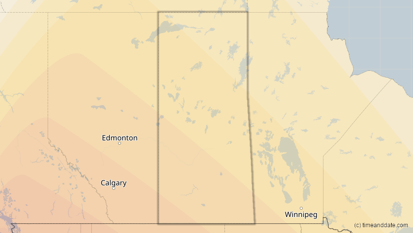 A map of Saskatchewan, Kanada, showing the path of the 15. Nov 2077 Ringförmige Sonnenfinsternis