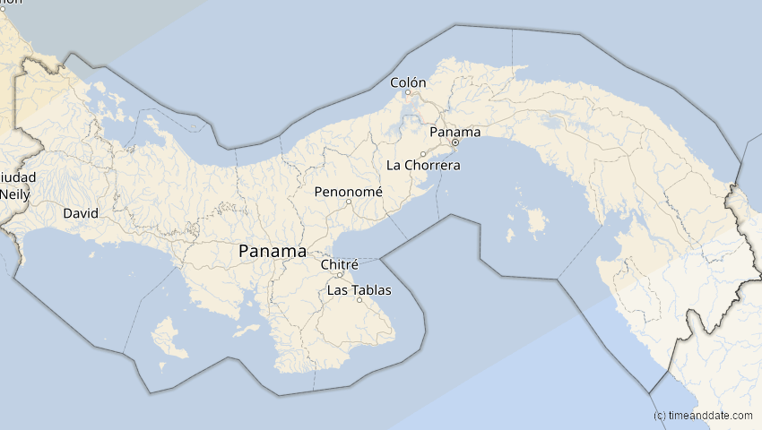 A map of Panama, showing the path of the 11. Mai 2078 Totale Sonnenfinsternis